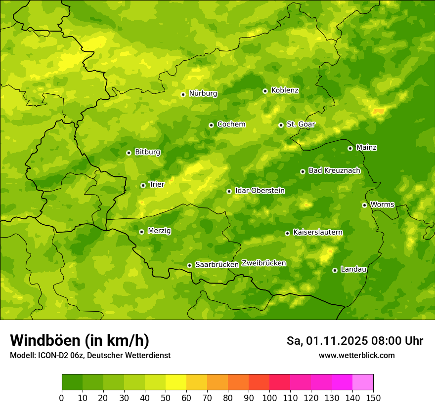 Modellkarten Windgeschwindigkeit