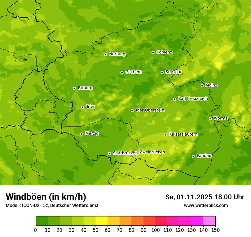 Modellkarten Windgeschwindigkeit
