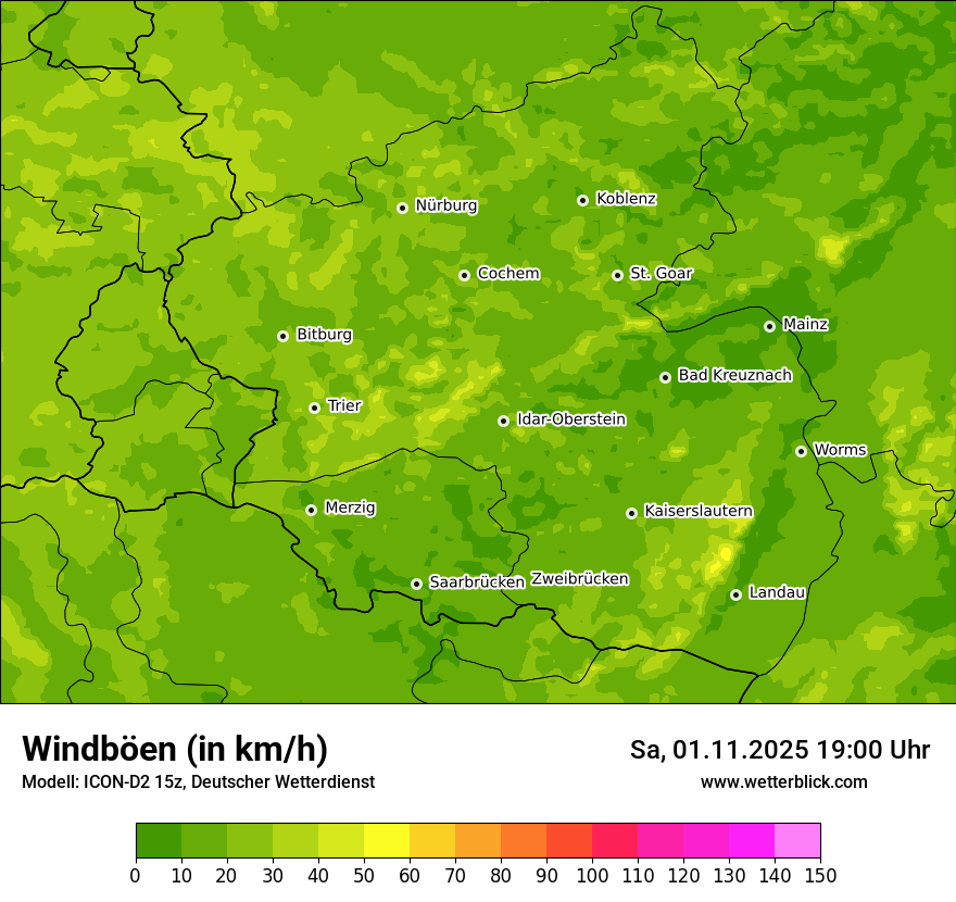 Modellkarten Windgeschwindigkeit