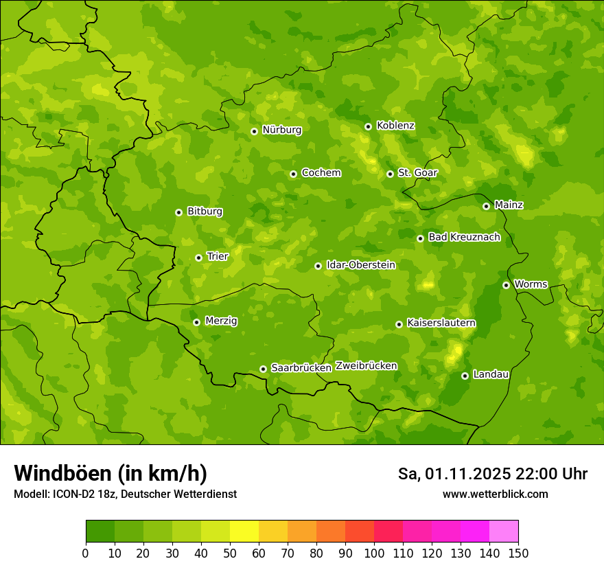 Modellkarten Windgeschwindigkeit