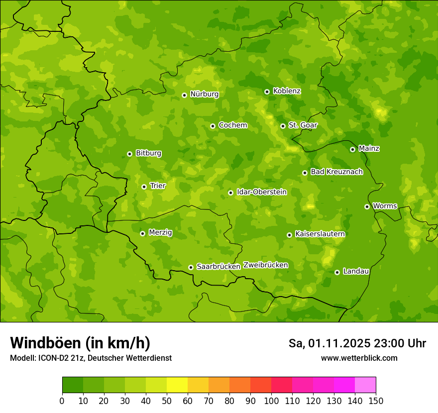 Modellkarten Windgeschwindigkeit