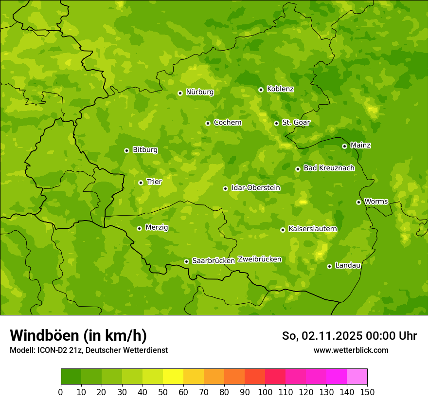 Modellkarten Windgeschwindigkeit