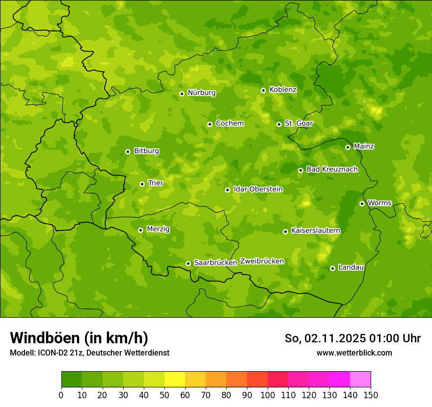Modellkarten Windgeschwindigkeit