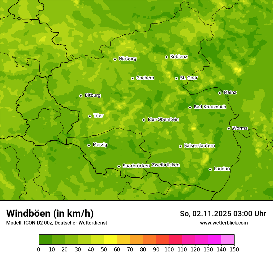 Modellkarten Windgeschwindigkeit