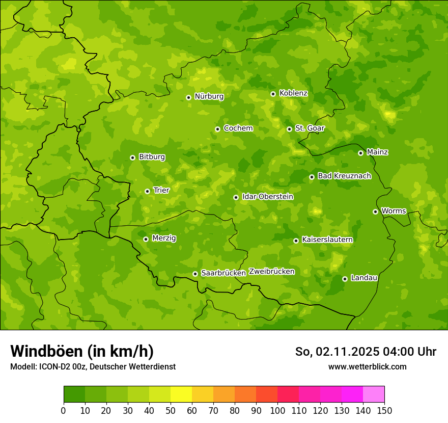 Modellkarten Windgeschwindigkeit