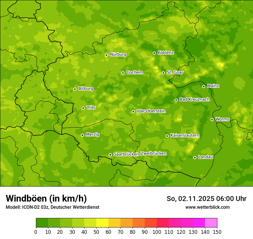 Modellkarten Windgeschwindigkeit