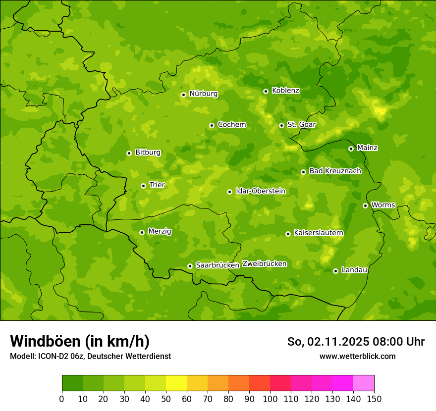 Modellkarten Windgeschwindigkeit