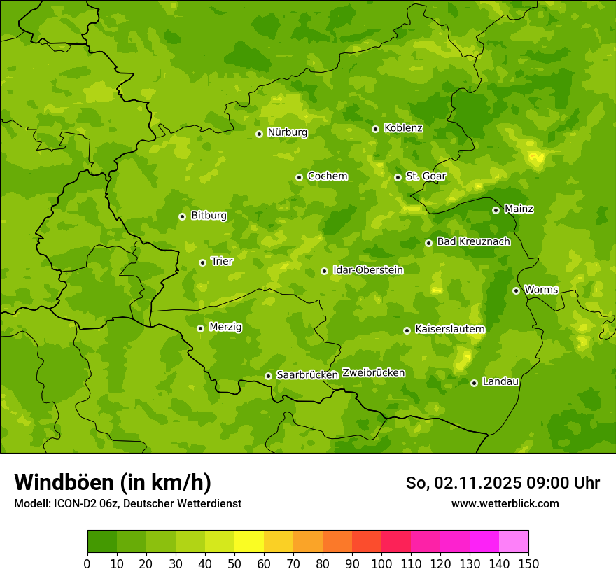 Modellkarten Windgeschwindigkeit