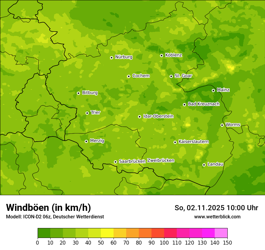 Modellkarten Windgeschwindigkeit