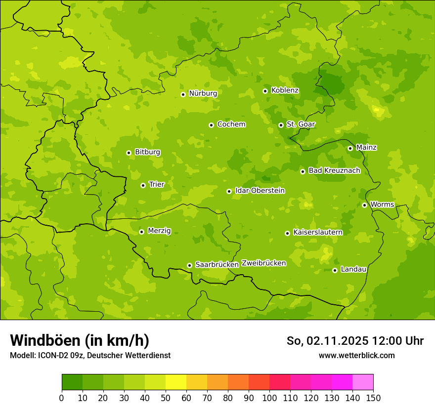 Modellkarten Windgeschwindigkeit