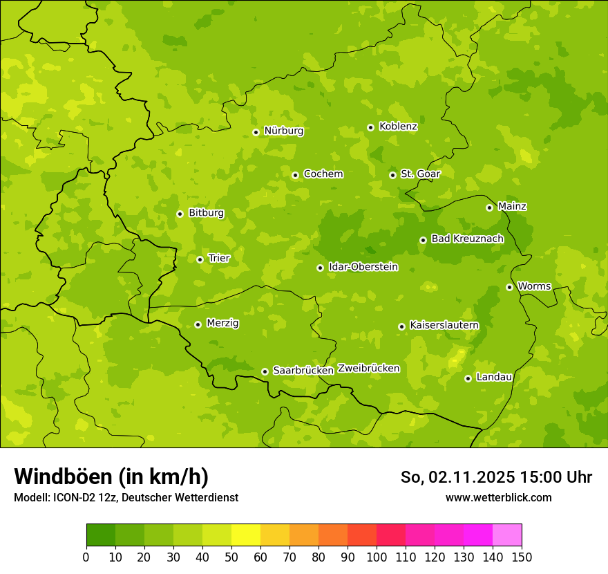 Modellkarten Windgeschwindigkeit