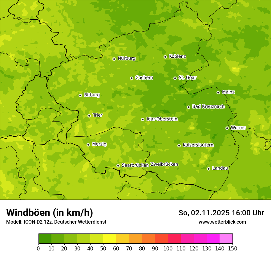 Modellkarten Windgeschwindigkeit