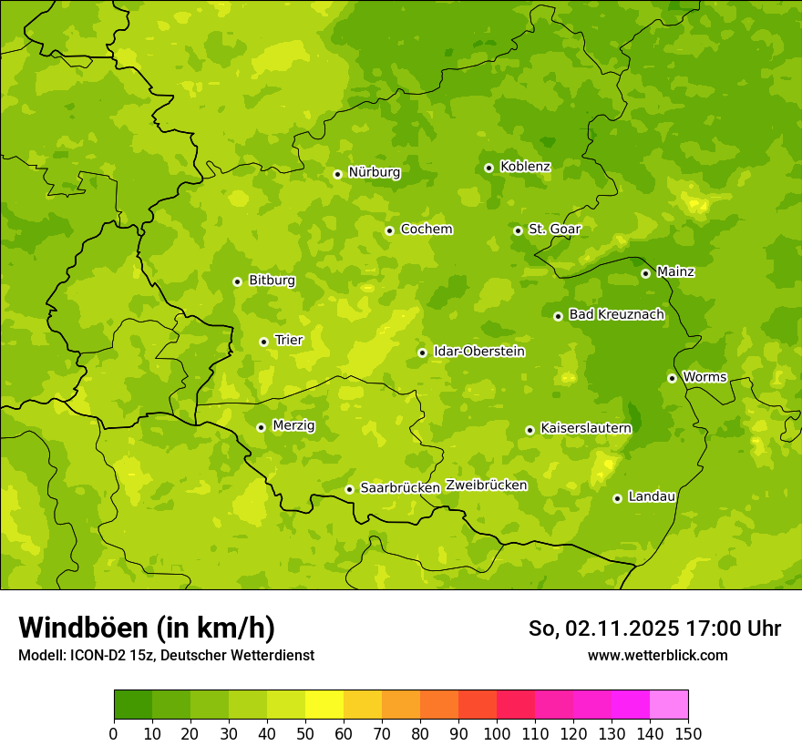 Modellkarten Windgeschwindigkeit