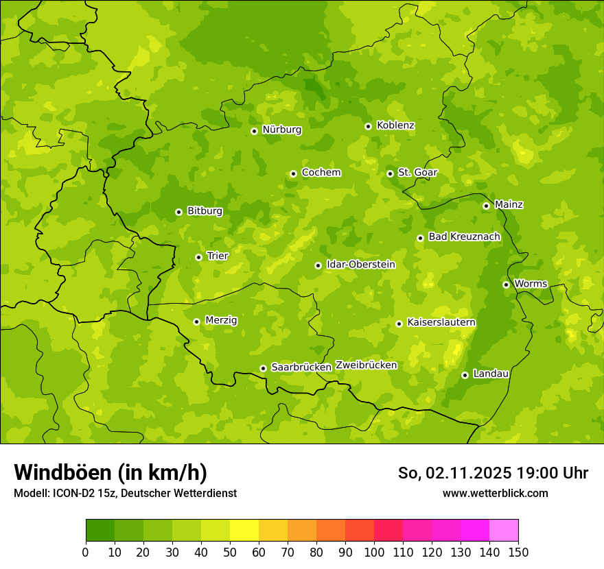 Modellkarten Windgeschwindigkeit