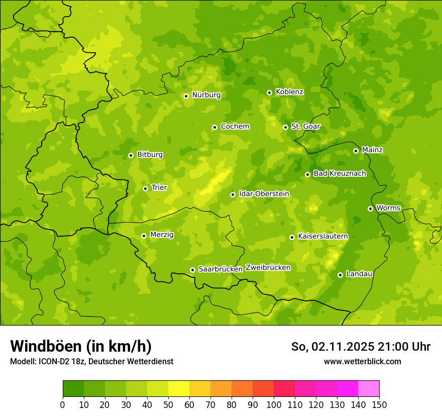 Modellkarten Windgeschwindigkeit
