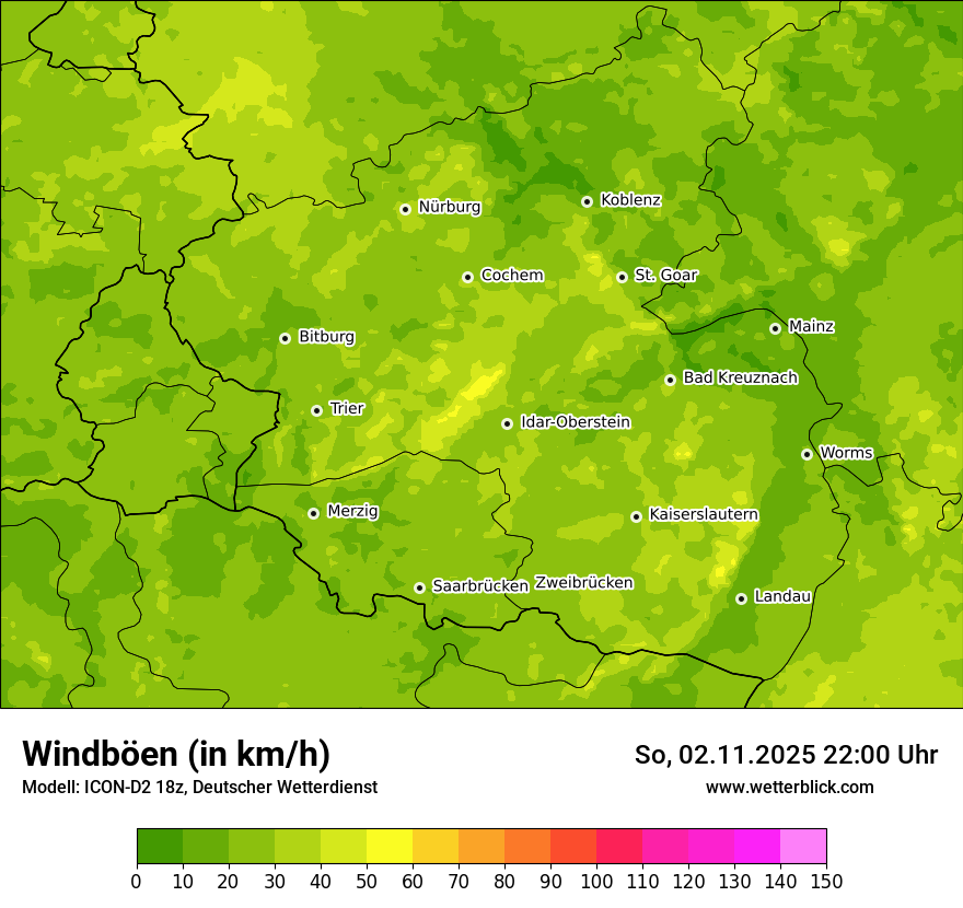 Modellkarten Windgeschwindigkeit