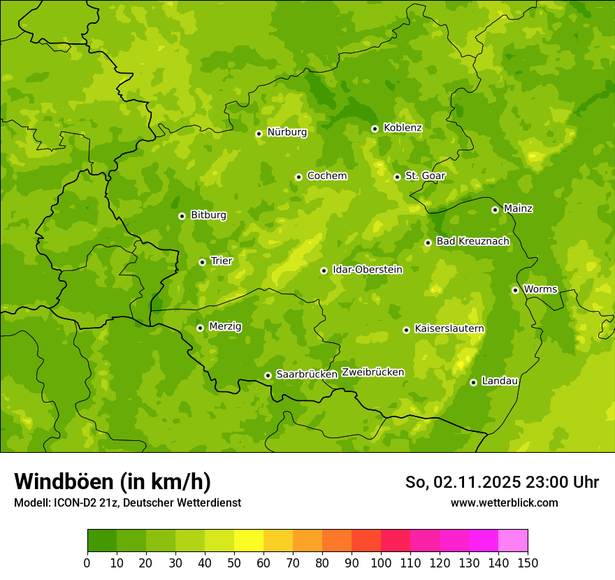 Modellkarten Windgeschwindigkeit