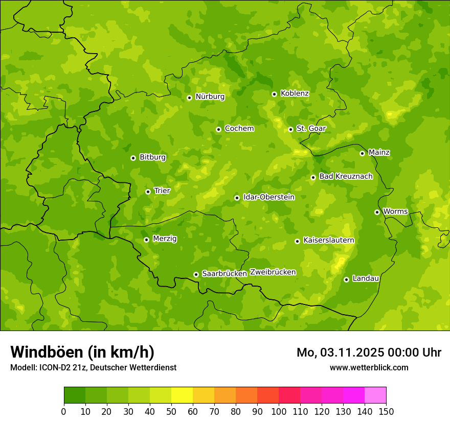 Modellkarten Windgeschwindigkeit