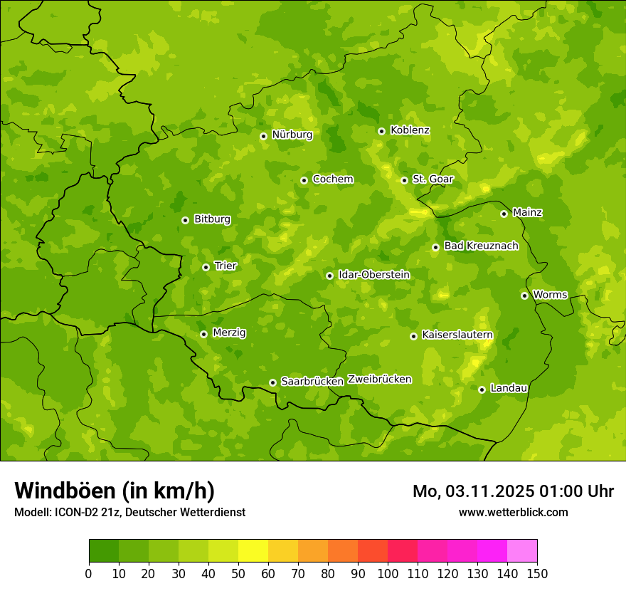 Modellkarten Windgeschwindigkeit