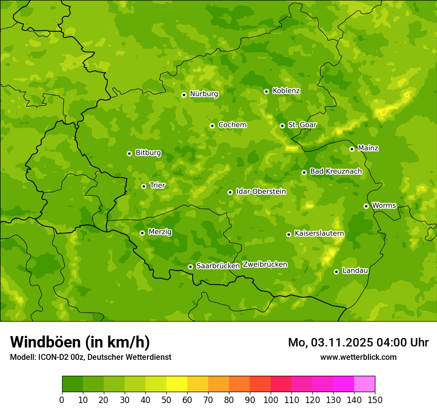 Modellkarten Windgeschwindigkeit