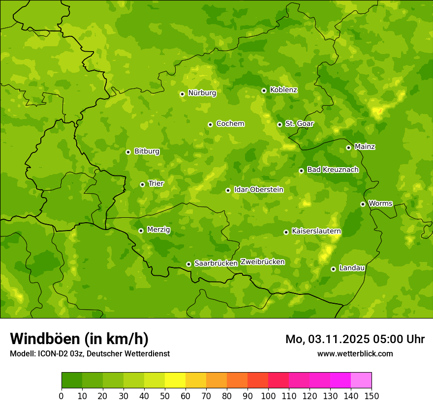 Modellkarten Windgeschwindigkeit