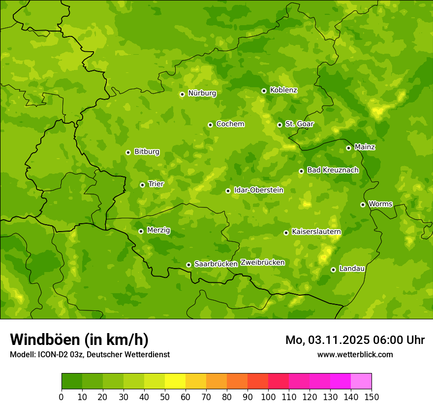 Modellkarten Windgeschwindigkeit