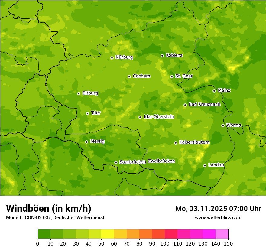 Modellkarten Windgeschwindigkeit