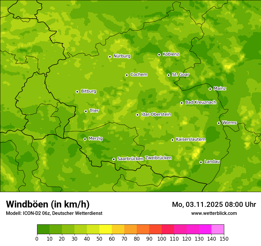 Modellkarten Windgeschwindigkeit