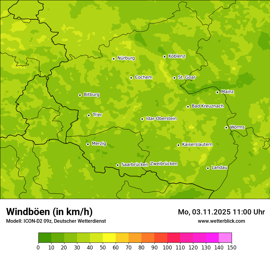 Modellkarten Windgeschwindigkeit