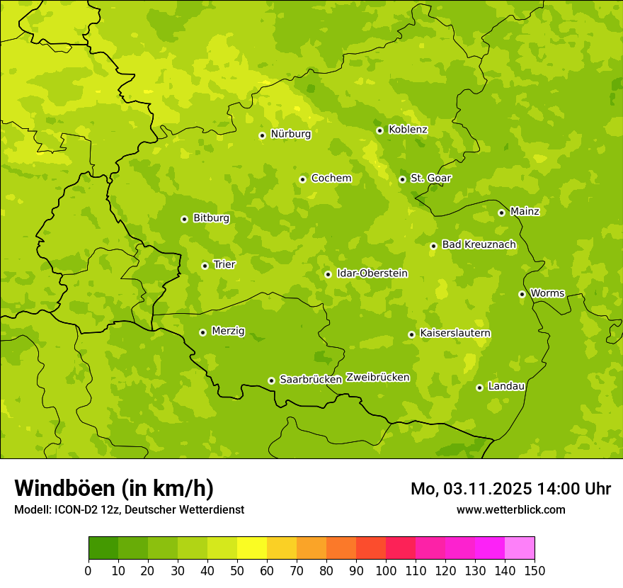 Modellkarten Windgeschwindigkeit