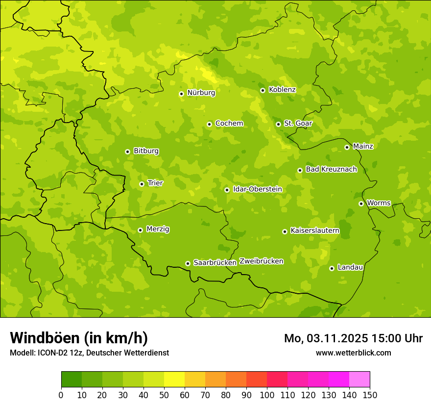 Modellkarten Windgeschwindigkeit