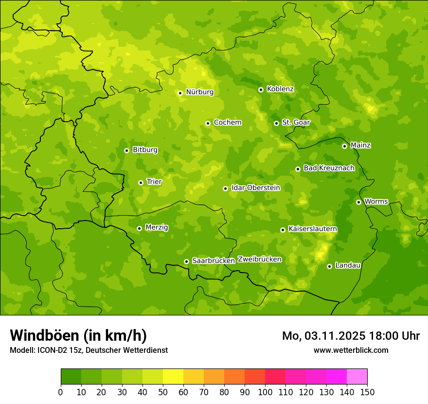 Modellkarten Windgeschwindigkeit