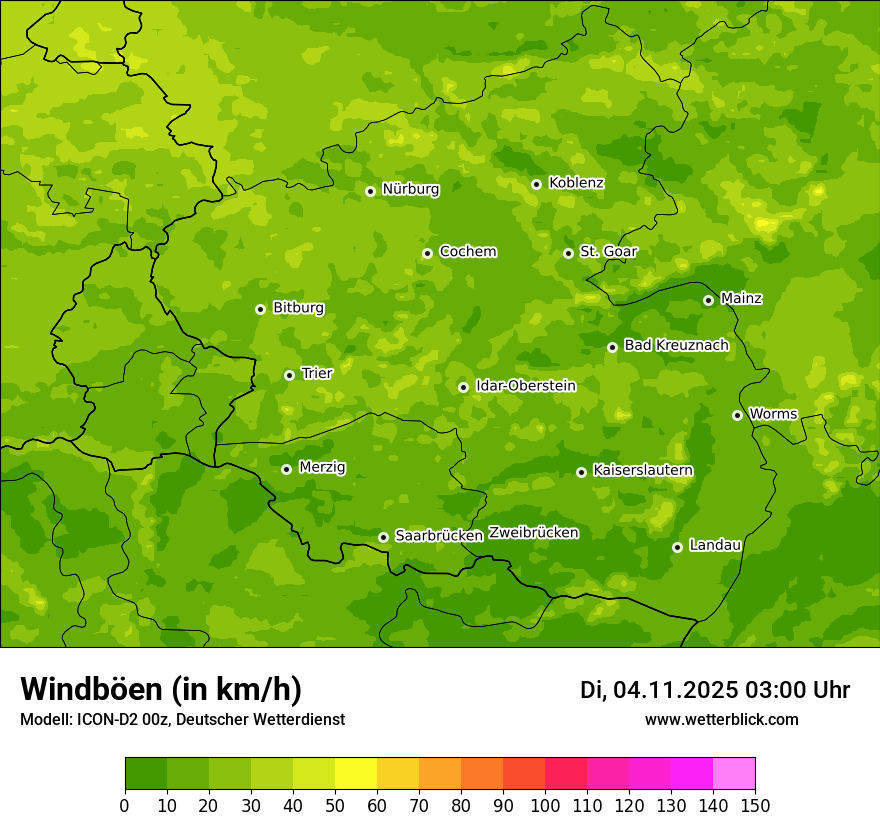 Modellkarten Windgeschwindigkeit