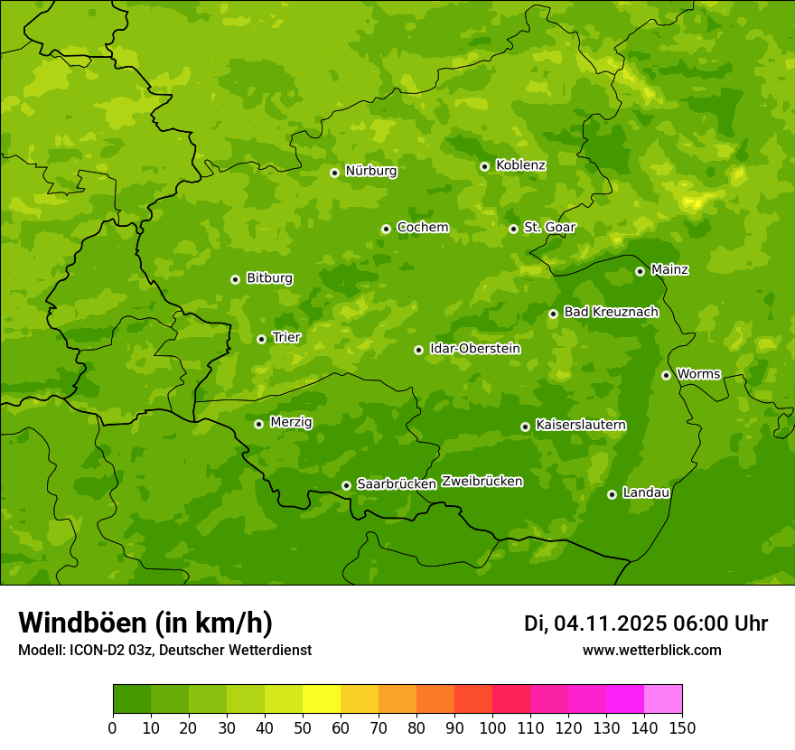 Modellkarten Windgeschwindigkeit
