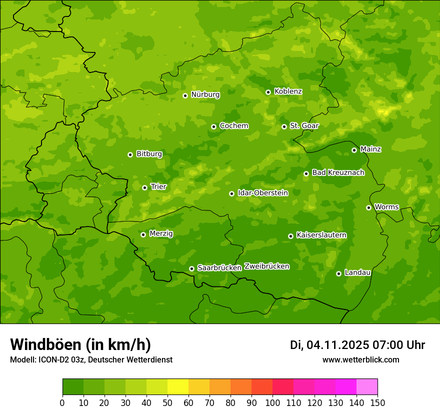 Modellkarten Windgeschwindigkeit