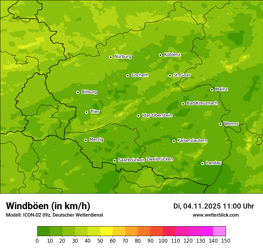 Modellkarten Windgeschwindigkeit