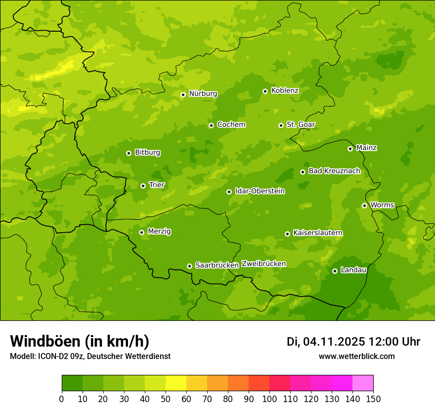 Modellkarten Windgeschwindigkeit