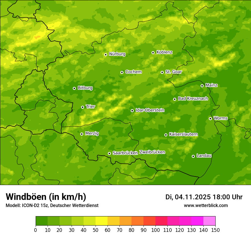 Modellkarten Windgeschwindigkeit