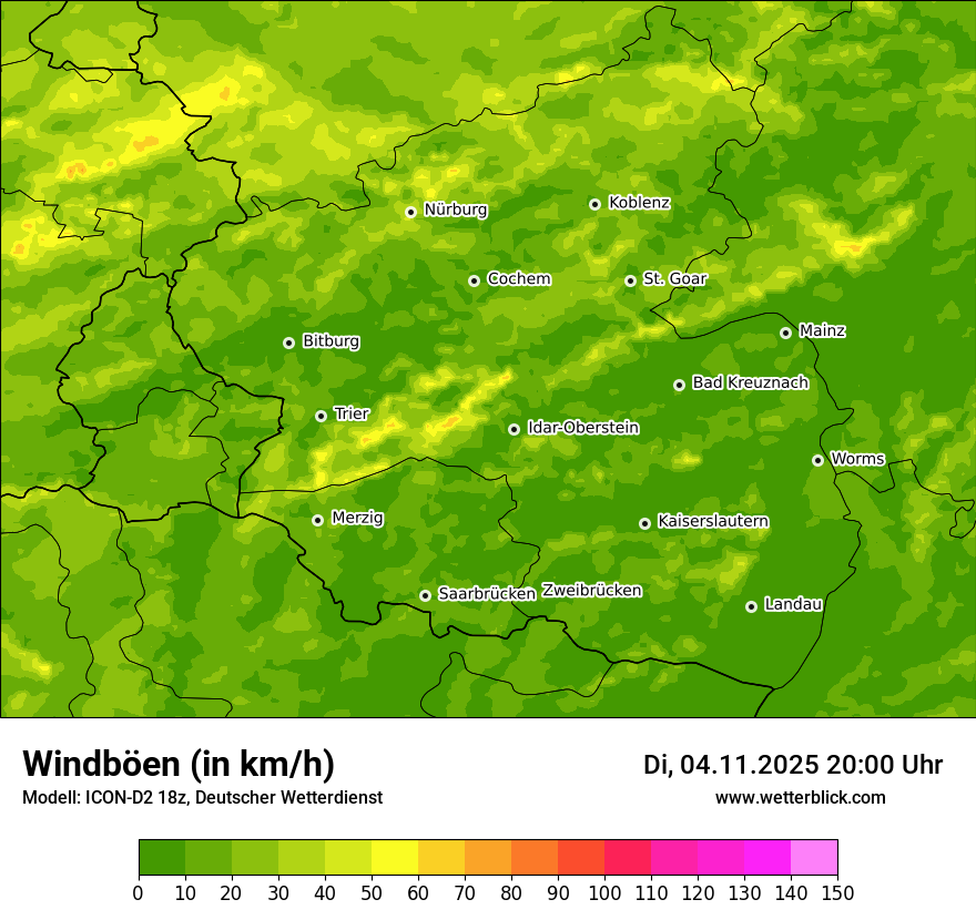 Modellkarten Windgeschwindigkeit