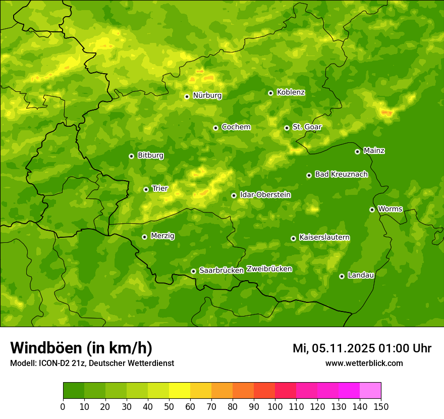 Modellkarten Windgeschwindigkeit