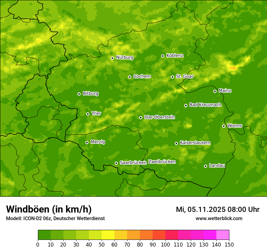 Modellkarten Windgeschwindigkeit