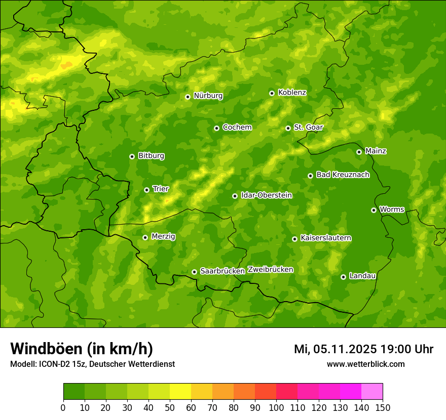 Modellkarten Windgeschwindigkeit