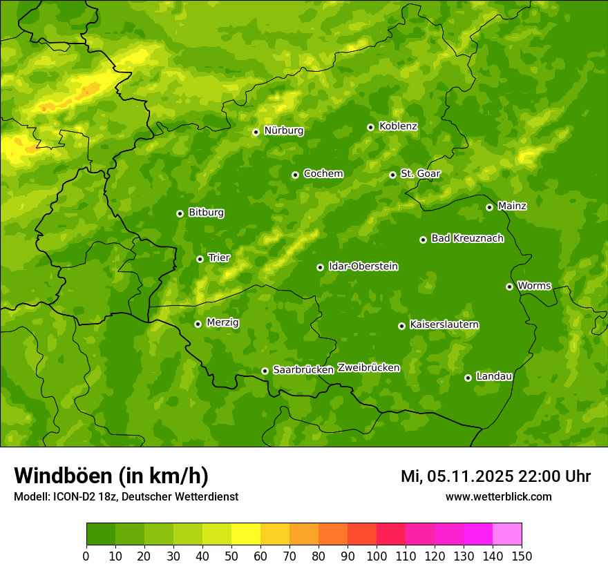 Modellkarten Windgeschwindigkeit