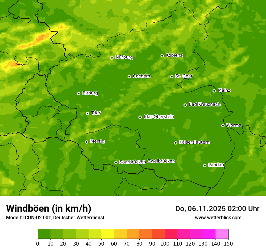 Modellkarten Windgeschwindigkeit