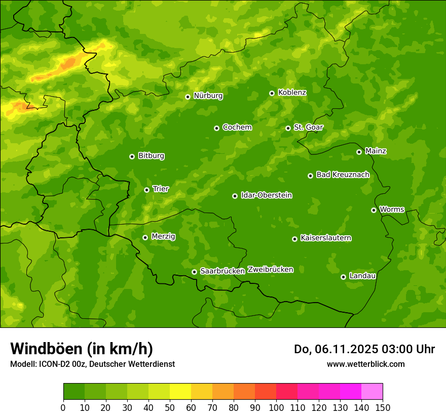 Modellkarten Windgeschwindigkeit
