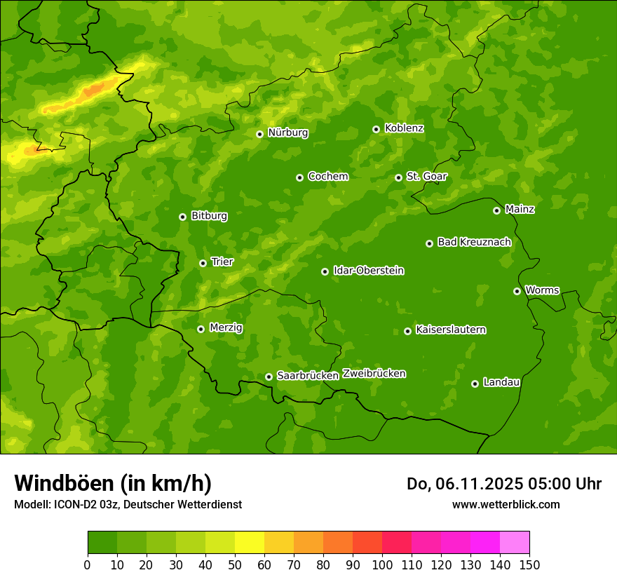Modellkarten Windgeschwindigkeit