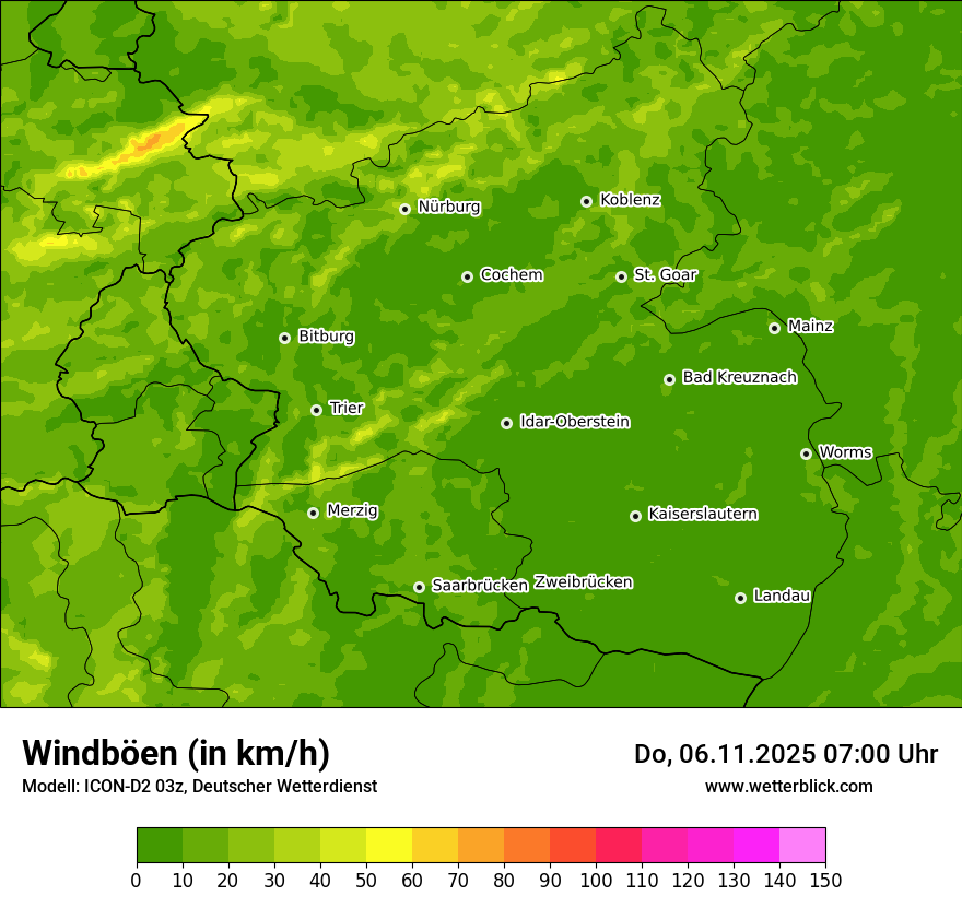 Modellkarten Windgeschwindigkeit