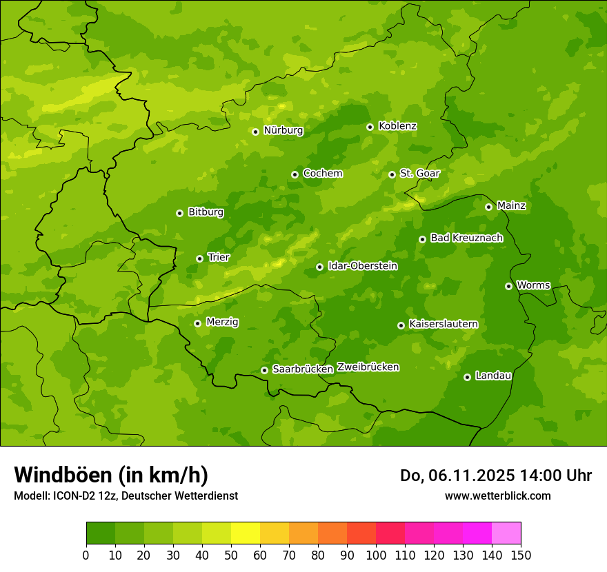 Modellkarten Windgeschwindigkeit