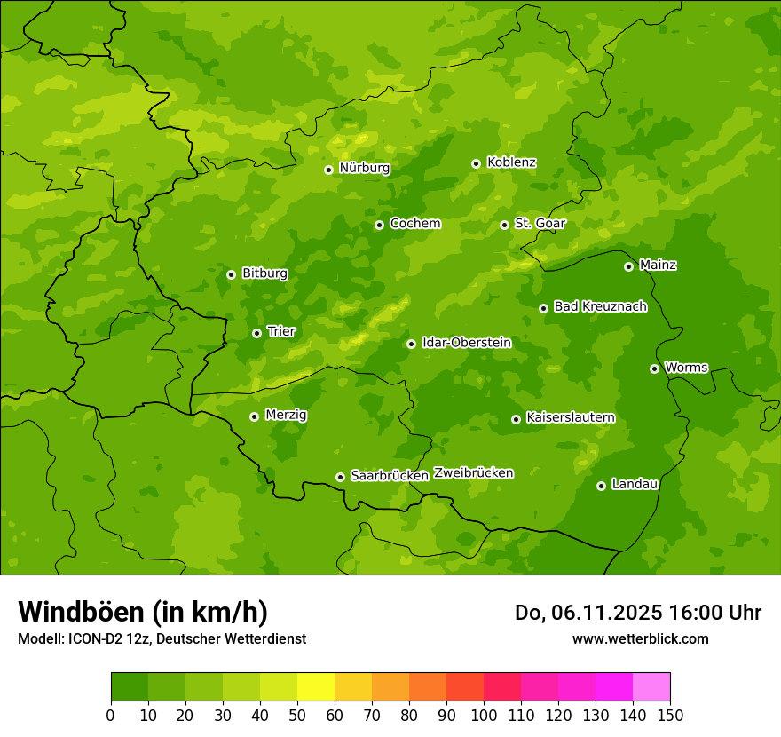 Modellkarten Windgeschwindigkeit