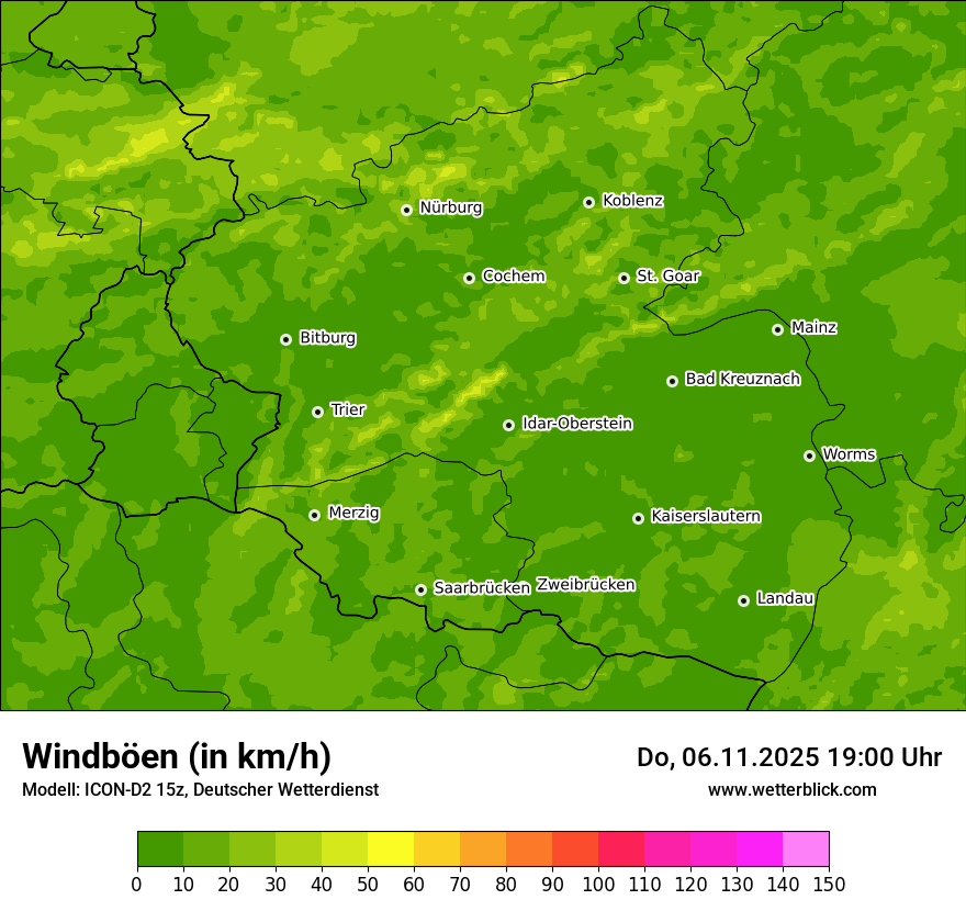 Modellkarten Windgeschwindigkeit